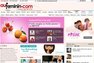 Aperçu visuel du site http://www.aufeminin.com