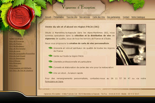 Aperçu visuel du site http://www.vignerons-d-exception.com
