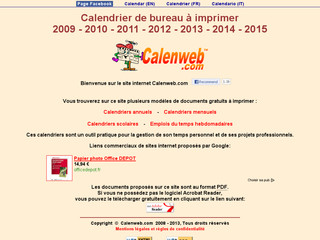 Calendriers annuels et scolaires à imprimer - Calenweb.com Calendriers annuels et scolaires à imprimer - Calenweb.com