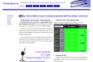 Praticshow.fr - Comparateur on-line de prix de places de concert