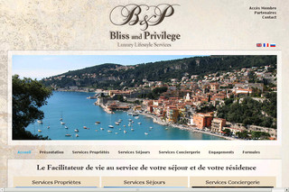 Aperçu visuel du site http://www.blissandprivilege.com