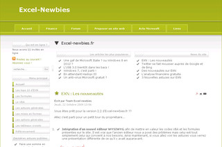 Aperçu visuel du site http://www.excel-newbies.fr/index.php