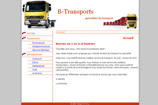 Aperçu visuel du site http://www.b-transports.be