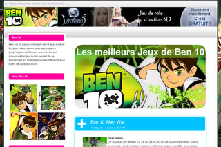 Aperçu visuel du site http://www.jeuxben10.fr