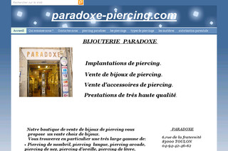 Aperçu visuel du site http://www.paradoxe-piercing.com