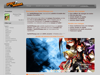 Aperçu visuel du site http://www.spiritofmanga.com