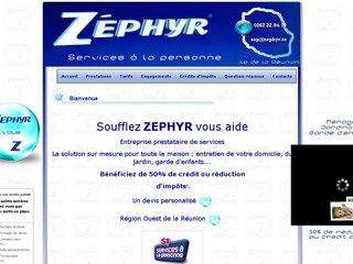 Aperçu visuel du site http://www.zephyr.re/