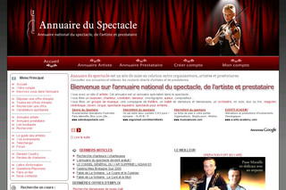 Aperçu visuel du site http://www.annuaire-spectacle.org