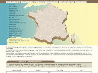 Aperçu visuel du site http://www.destination-campings.fr