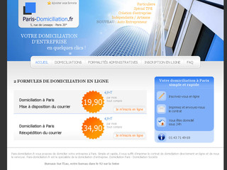 Aperçu visuel du site http://www.paris-domiciliation.fr