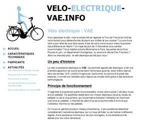 Aperçu visuel du site http://www.velo-electrique-vae.info