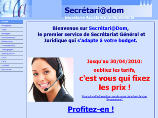 Aperçu visuel du site http://www.secretariat-dom.fr