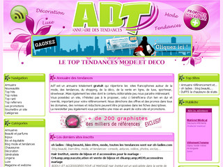 Aperçu visuel du site http://www.annuairedestendances.com