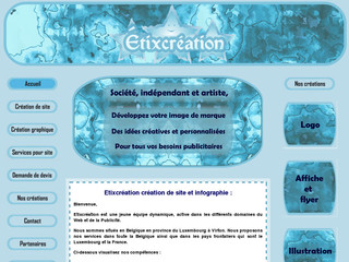 Aperçu visuel du site http://www.etixcreation.be