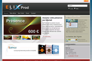 Aperçu visuel du site http://www.elixprod.fr
