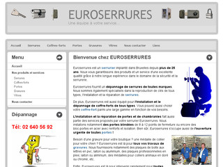 Aperçu visuel du site http://www.euroserrures.be