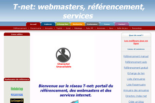 Réseau T-net: référencement, outils webmasters