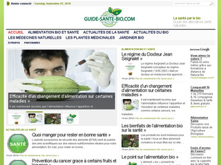 Aperçu visuel du site http://www.guide-sante-bio.com/