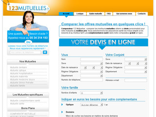 Aperçu visuel du site http://www.123mutuelles.fr/