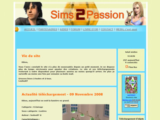 Aperçu visuel du site http://www.sims2passion.fr