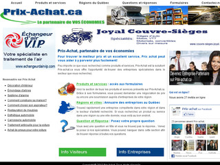 Aperçu visuel du site http://www.prix-achat.ca