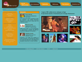 Aperçu visuel du site http://www.100pour100artistes.fr