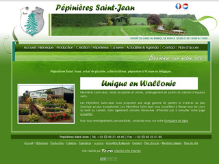 Aperçu visuel du site http://www.pepinieres-saintjean.be/