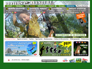 Aperçu visuel du site http://www.beziersaventure.com