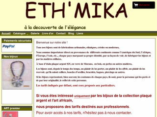 Aperçu visuel du site http://www.ethmika.com
