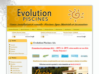 Aperçu visuel du site http://www.evolution-piscines.com
