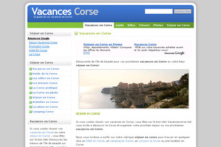 Aperçu visuel du site http://www.vacancescorse.net