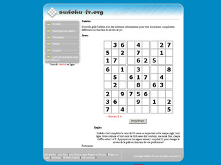 Aperçu visuel du site http://www.sudoku-fr.org