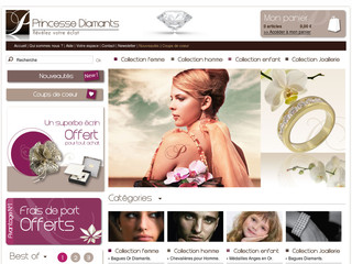 Aperçu visuel du site http://www.princessediamants.com