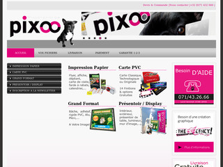 Aperçu visuel du site http://www.pixoo-print.be