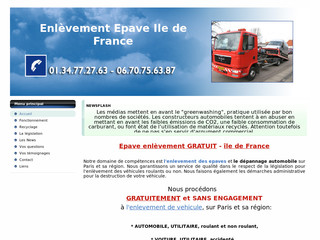 Aperçu visuel du site http://www.epave-enlevement-idf.fr