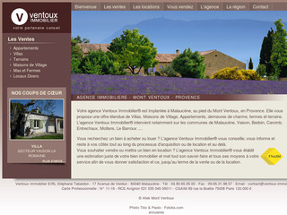 Aperçu visuel du site http://www.ventoux-immobilier.fr
