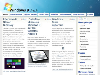 Aperçu visuel du site http://windows8.free.fr