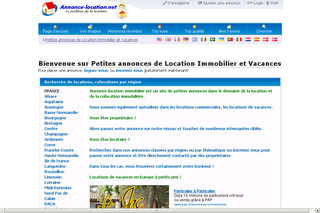 Aperçu visuel du site http://www.annonce-location.net