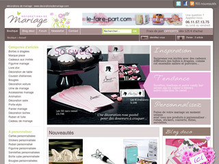 Aperçu visuel du site http://www.decorationsdemariage.com
