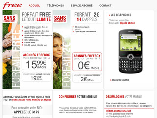 Aperçu visuel du site http://mobile.free.fr/