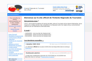 Tennis de table : Entente Régionale du Tournaisis sur tt-ert.be