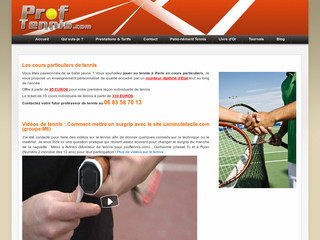 Aperçu visuel du site http://www.proftennis.com