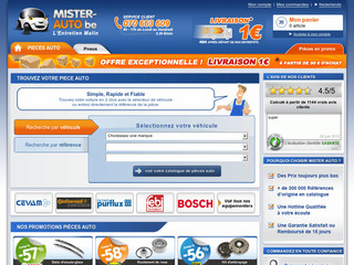 Aperçu visuel du site http://www.mister-auto.be/fr