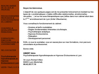 Cabinet lyonnais de Psychothérapies et Hypnose Ericksonienne - Psychotherapeutelyon .voila.net Cabinet lyonnais de Psychothérapies et Hypnose Ericksonienne - Psychotherapeutelyon .voila.net