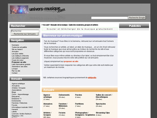 Aperçu visuel du site http://www.univers-musique.com