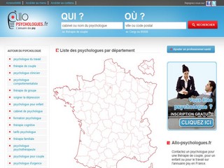 Aperçu visuel du site http://www.allo-psychologues.fr
