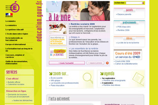 Aperçu visuel du site http://www.education.gouv.fr/