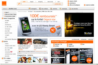 Aperçu visuel du site http://www.orange.fr