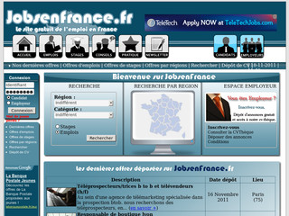 Aperçu visuel du site http://www.jobsenfrance.fr