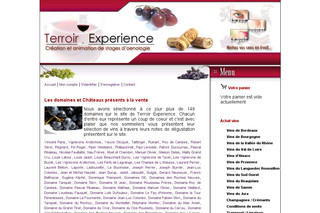 Aperçu visuel du site http://achat-vins.terroirexperience.com